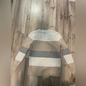 Striped Crewneck Sweater - Beige, Gray, Cream